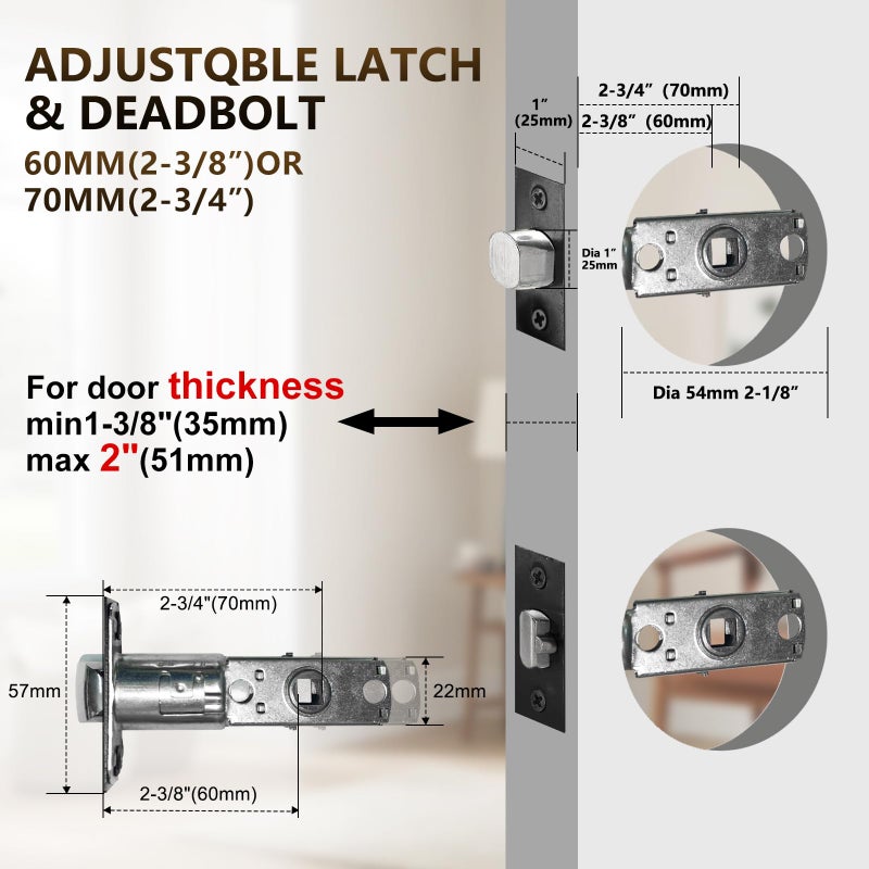 TMC Front Door Handleset HandleSet with Knob Door Handle for Entrance Reversible for Right and Left Handed and a Single Cylinder Deadbolt Handle Set Oil Rubbed Bronze Finish MDHST201610B-AMZ - Image 4